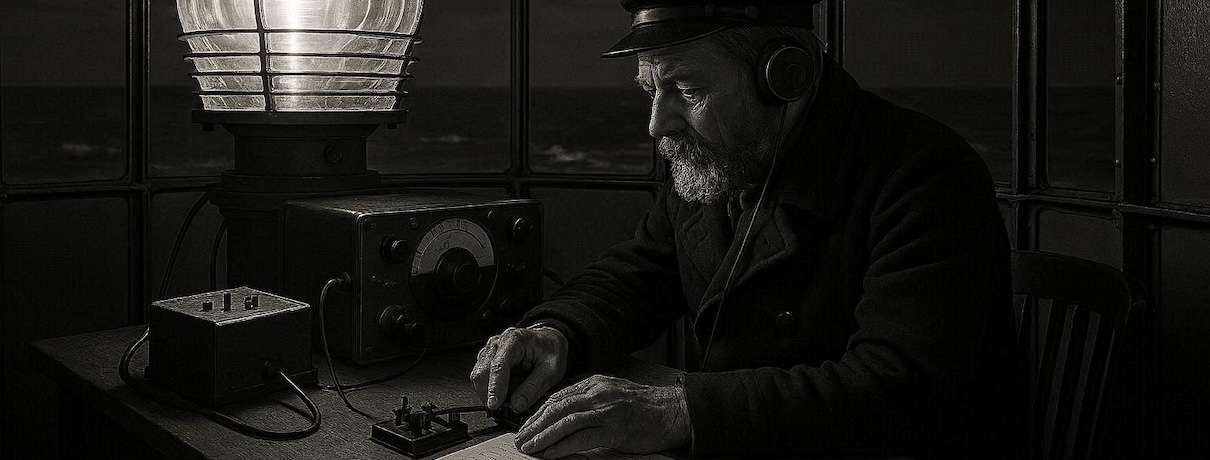 Pioneros en la señalización marítima española. Emisora de radiocomunicación. El primer "QRZ" desde un faro. Nacen los radiofaros españoles.