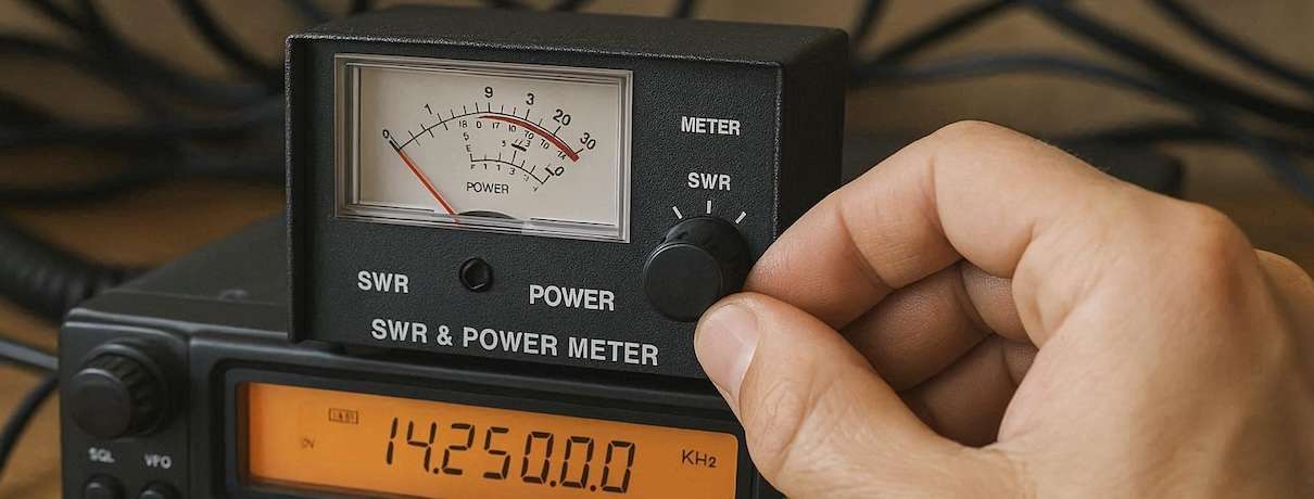 Medidor de ROE estacionarias un elemento imprescindible entre el transceptor y la antena para el radioaficionado. Digitales o de aguja.
